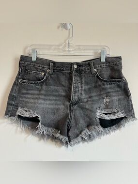 We the Free Black Distressed Denim Shorts Size 30
